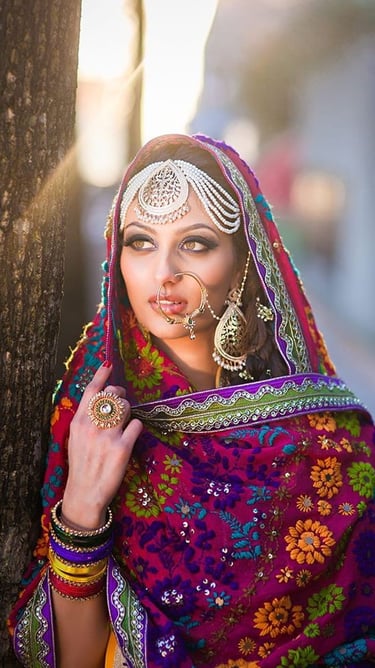 a woman in a traditional handcrafted Indian wear