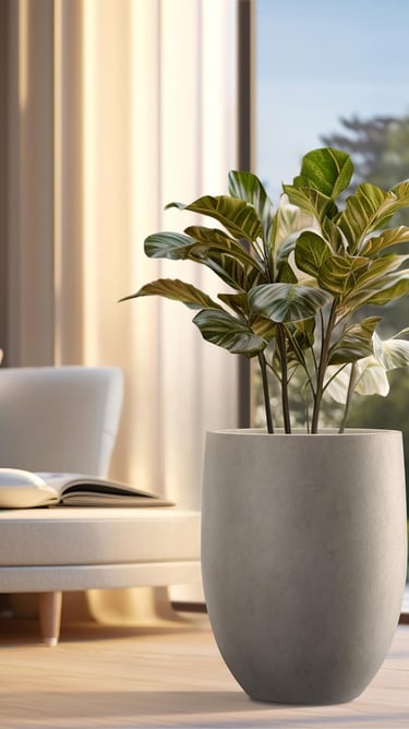 Kante 21.7" H Weathered Concrete Tall Planter, Large Outdoor Indoor Decorative Pot with Drainage