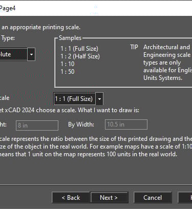 page setup wizard in xcad