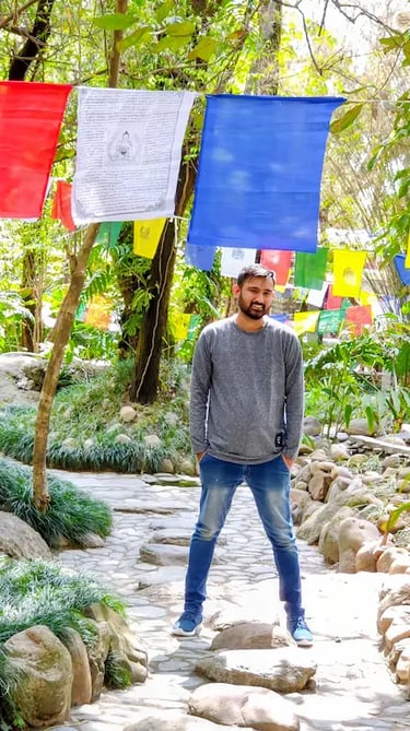 Colorful prayer flags Norbulingka Institute Tibetan cultural institute Dharamshala.