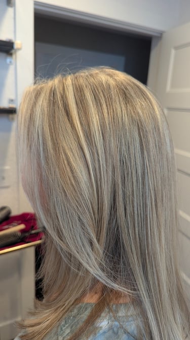 Women's dimensional blonde color at Studio M Salon in Clermont FL