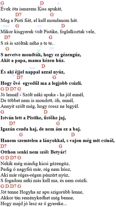 Gitár Akkordok: Kispál és a Borz - Gézengúz
