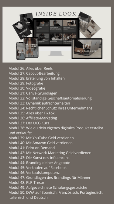 Burnout Business Kurs – Inside Look mit weiteren 25 Modulen zu Social Media, Affiliate Marketing, Print on Demand, Branding &