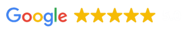 Google graphic displaying 5 full stars, representing Gili Scuba Diving's outstanding reviews and high customer satisfaction i
