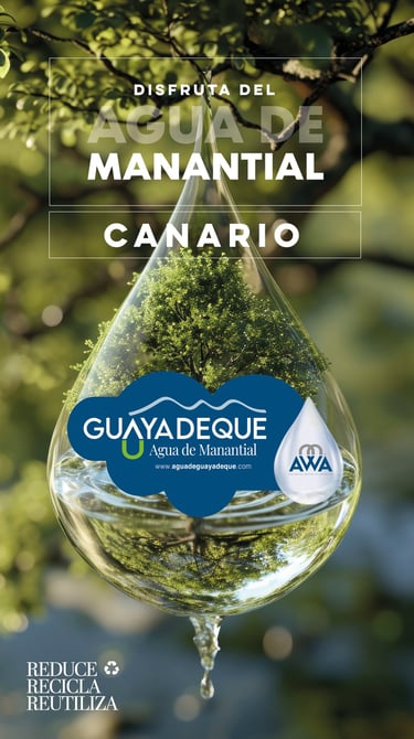 Publicidad de Agua de Manantial Guayadeque en Canarias con mensaje ecológico