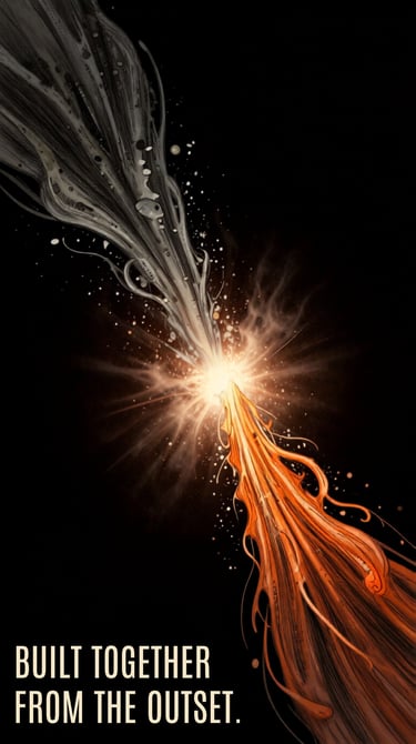 Dynamic collision of fire and smoke magic elements with glowing light and particle effects.