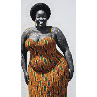 a woman in a dress with a large belly