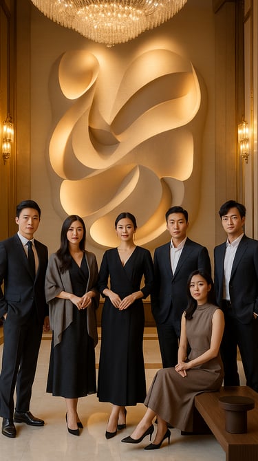 Mural escultórico Organic Light con luz rasante en lobby de lujo — Pedro Alonso Studio.