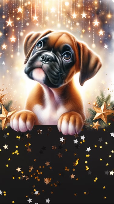 Boxer dog with stars wallpaper