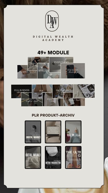 Burnout Business Kurs – über 49 Module und exklusives PLR-Produkt-Archiv in der Digital Wealth Academy für Online-Business Au