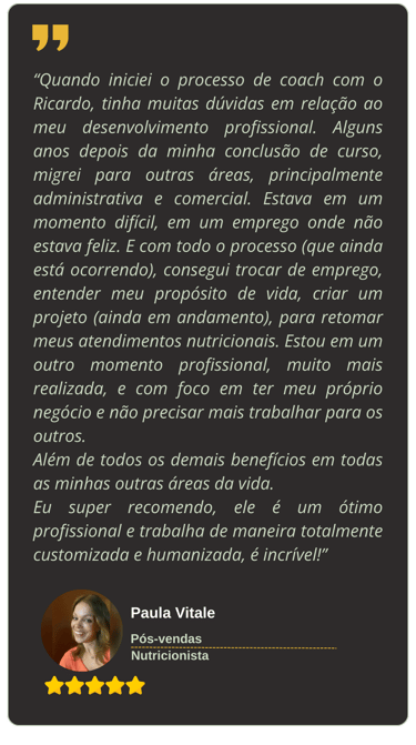 Depoimento Paula Vitale - Pós-vendas e Nutricionista