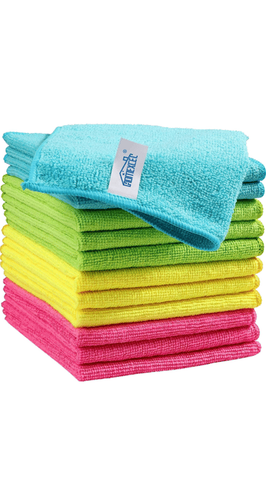 microfiber cloths to dust and remove particles