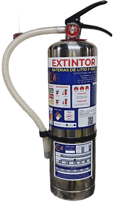 Extintor F-500 para incendios en baterías de litio y vehículos eléctricos - Fire Stop Bogotá