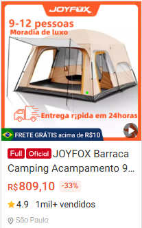 barraca 9 a 12 pessoas