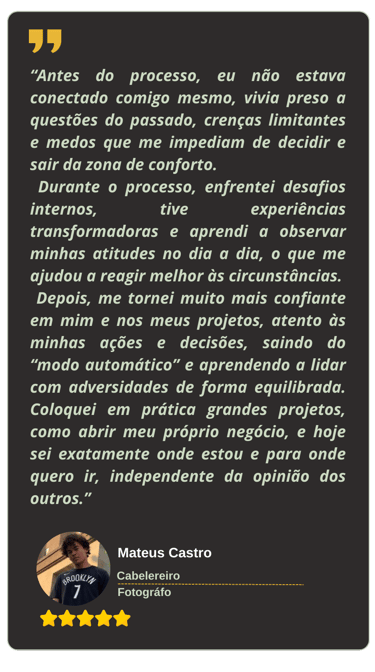 Depoimento Mateus Castro - Cabelereiro e Fotográfo