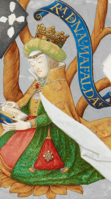D. Mafalda de Saboia (1125-1158), primeira rainha Portugal, em iluminura do século XVI.