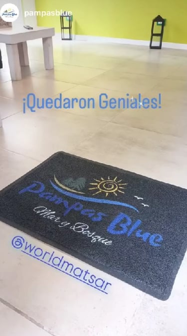 Felpudo personalizado con logo hotel pampas blue