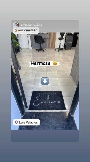 Felpudo personalizado logo peluqueria barberia emiliano