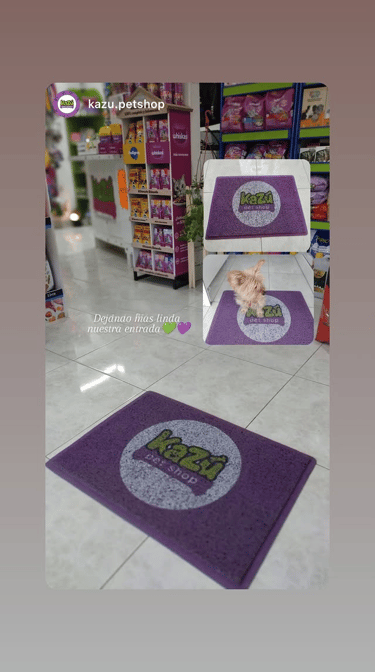 Felpudo personalizados con logo veterinaria pet shop kazu