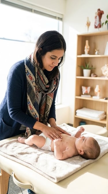 Séance ostéopathe bébé pour soulager coliques, reflux, RGO et tête plate.
