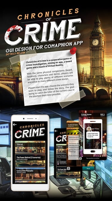 UI Design for companion app for Chronicles of Crime board game