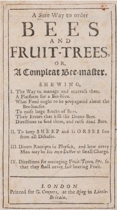 Worlidge’s A Sure Way to Order Bees and Fruit-Trees, c.1720