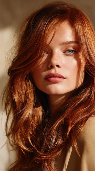 Rich COPPER RED hair colour with soft movement and shine.