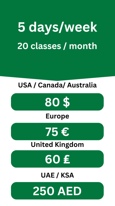 2 days/week monthly fees