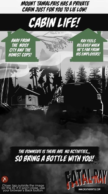 Cabin life at Mount Tamalpais location, Fatal-Ray