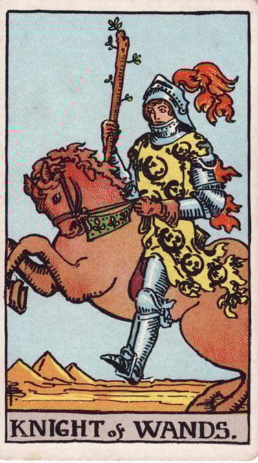Knight of Wands meaning upright and reversed tarot card reading