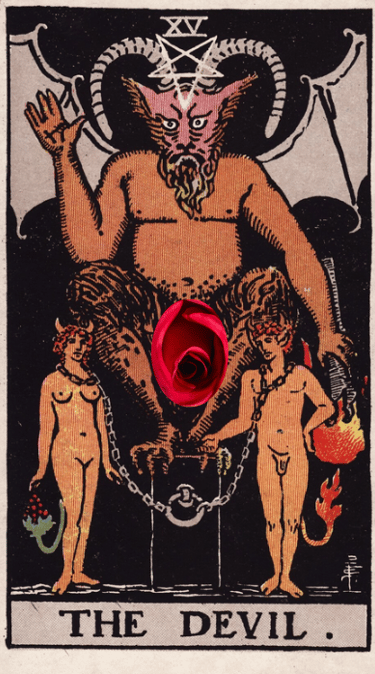 Devil tarot card used in IoPT ritual for anxiety, fear, and ancestral healing