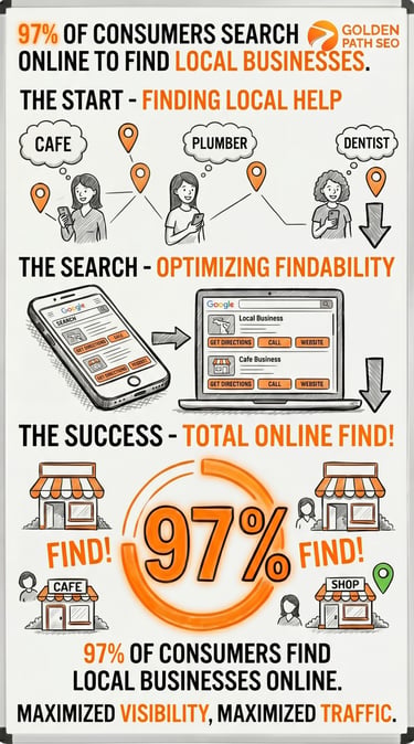 Graphic showing that 97% of consumers search for local companies