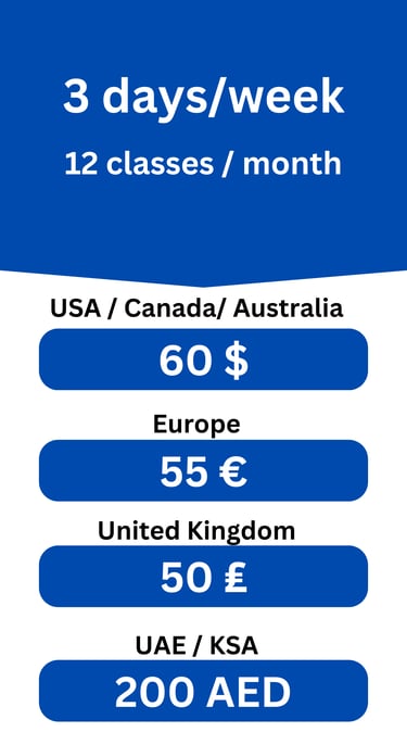 2 days/week monthly fees