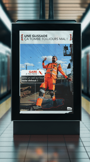 Affiche Glissade Sécurité SNCF