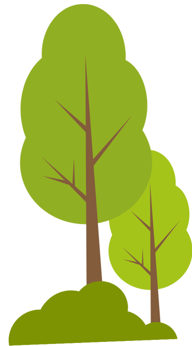 kids cartoon tree on a hill