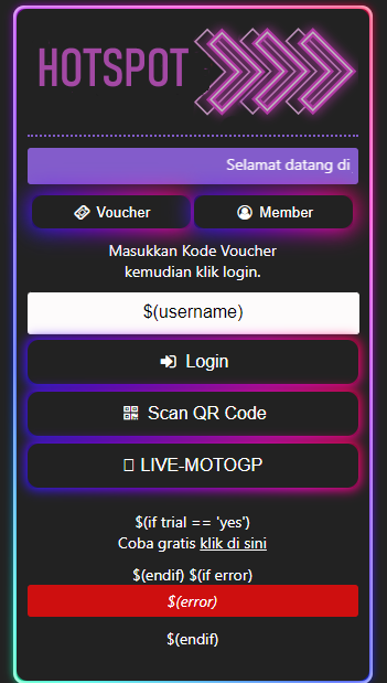 login page hotspot ungu gradasi