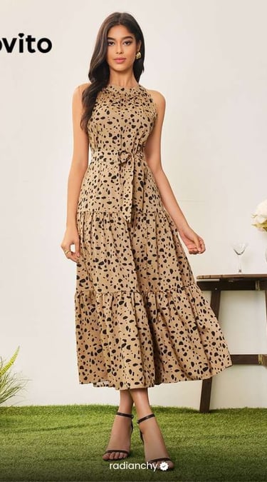 Vestido Midi com Estampa Animal Print