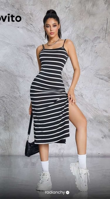 Vestido Midi Listrado