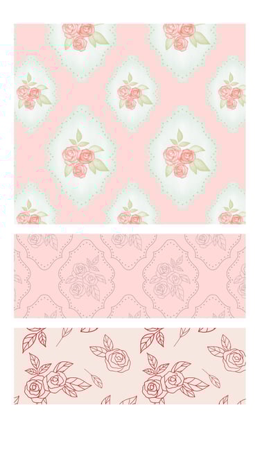 Coquette rose seamless surface patterns for wallpaper, fabric and home decor.