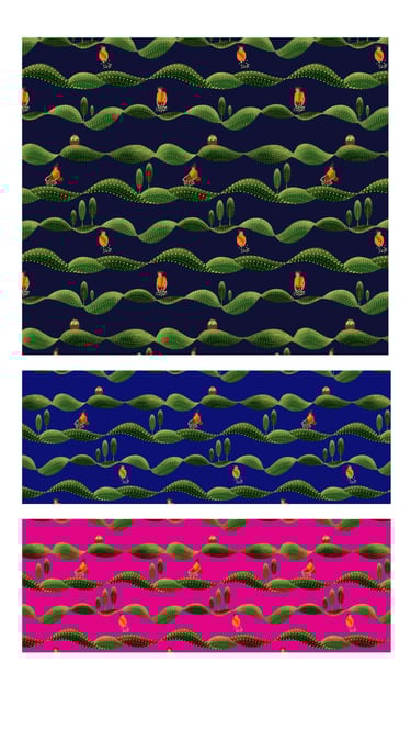 Seamless surface pattern of dotted horizontal wavy hills for wallpaper, fabric and home decor.