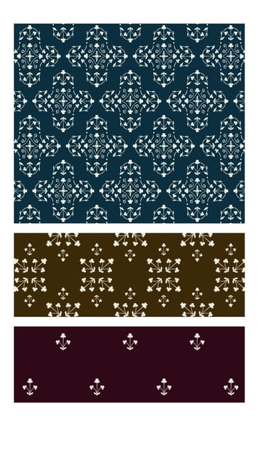 Medieval floral seamless surface patterns for wallpaper, fabric and home decor.