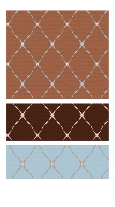 Rococo ribbons and frills seamless surface patterns for wallpaper, fabric and home decor.