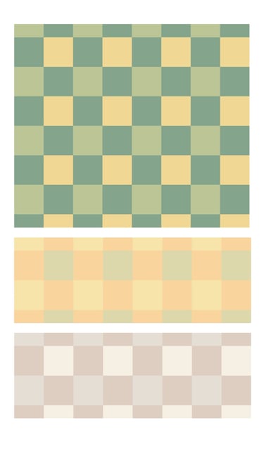 Checkered square grids in three colours seamless surface patterns for wallpaper, fabric, home decor.