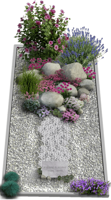 Tombe paysagère rocaille