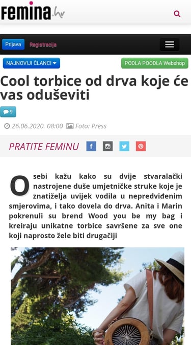 Femina intervju Wood you be my bag?
