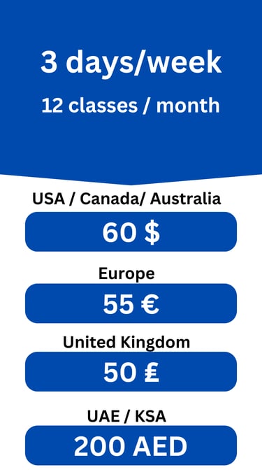 2 days/week monthly fees