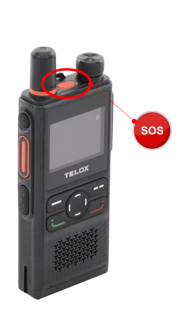 Botón físico de emergencia SOS en radio de uso rudo compatible con RadioPoC