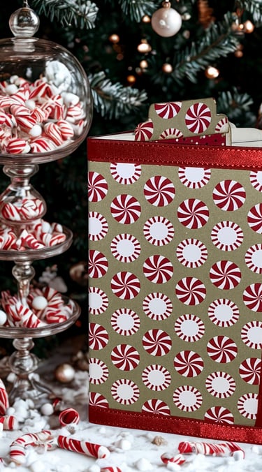 Peppermint candy covered notebook and candy dish
