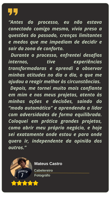 Depoimento Mateus Castro - Cabelereiro e Fotográfo