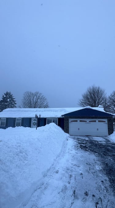 A shoveled roof